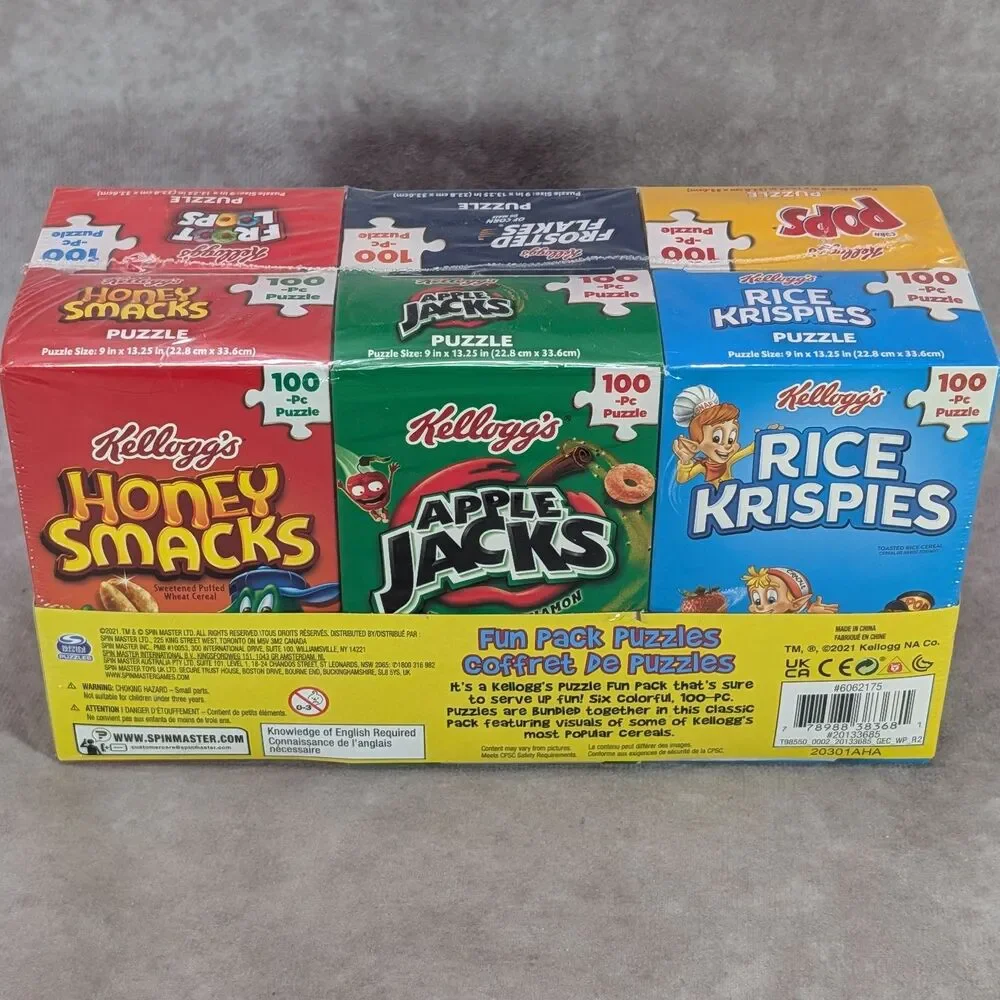 Kellogg's Cereal Fun Pack 6 Puzzles 100-Pc Each Spin Master 2021 New Sealed